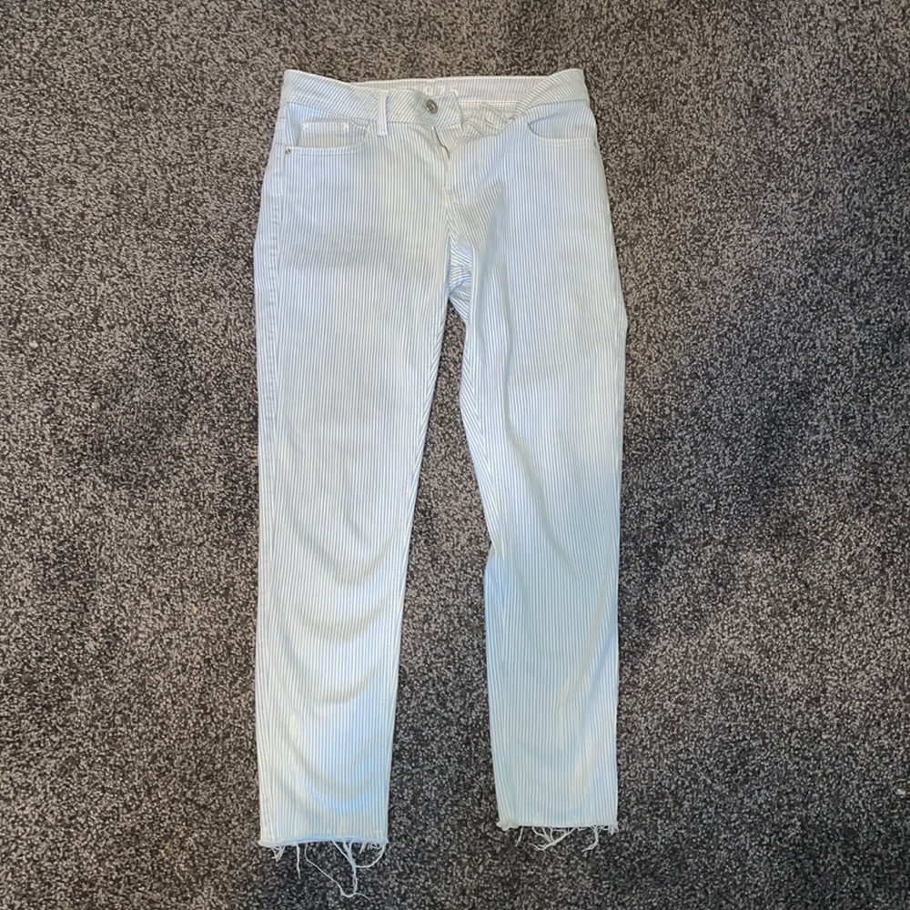 Zara White and Blue Jeans